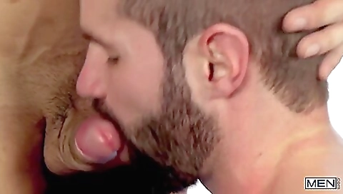 Sexy brunette hair with a dildo